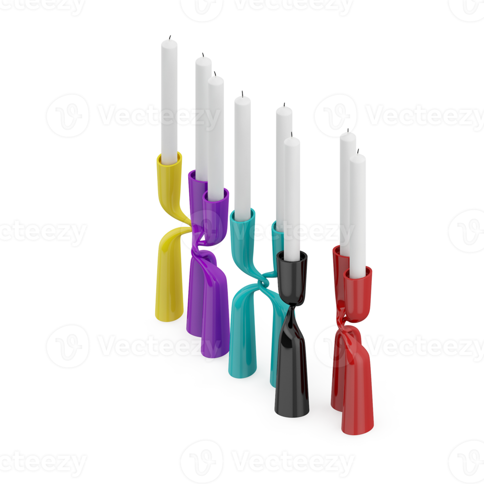Isometric Candles 3d render png