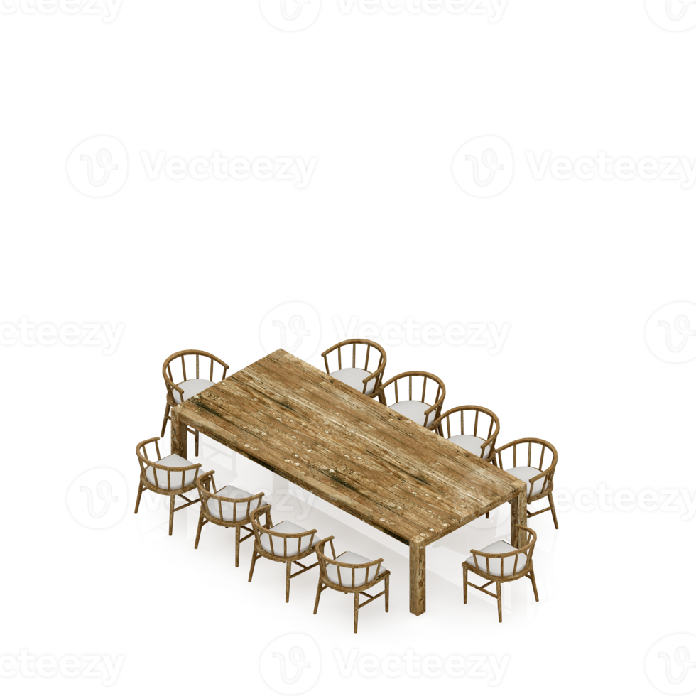 Isometric Table Set 3D render png
