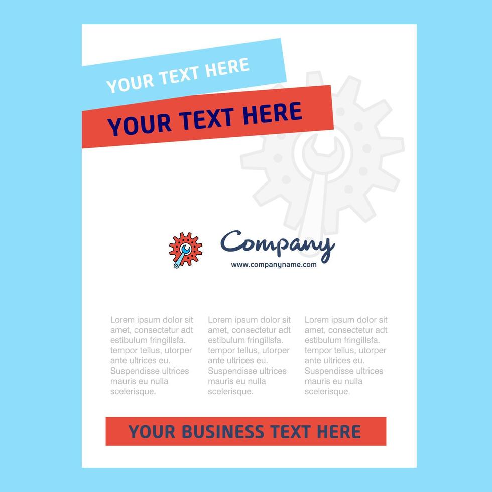 Gear setting Title Page Design for Company profile annual report presentations leaflet Brochure Vector Background