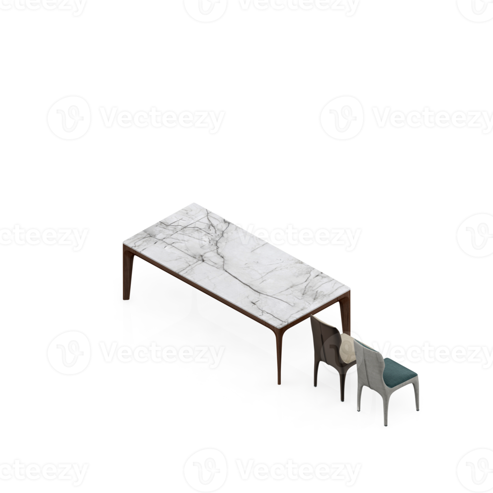 Isometric Table Set 3D render png