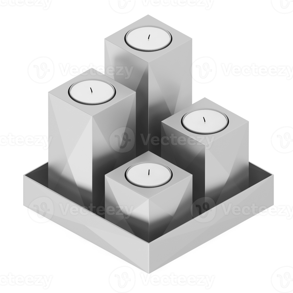 Isometric Candles 3d render png