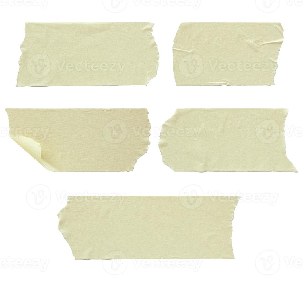 Set of torn masking tape isolated on white photo