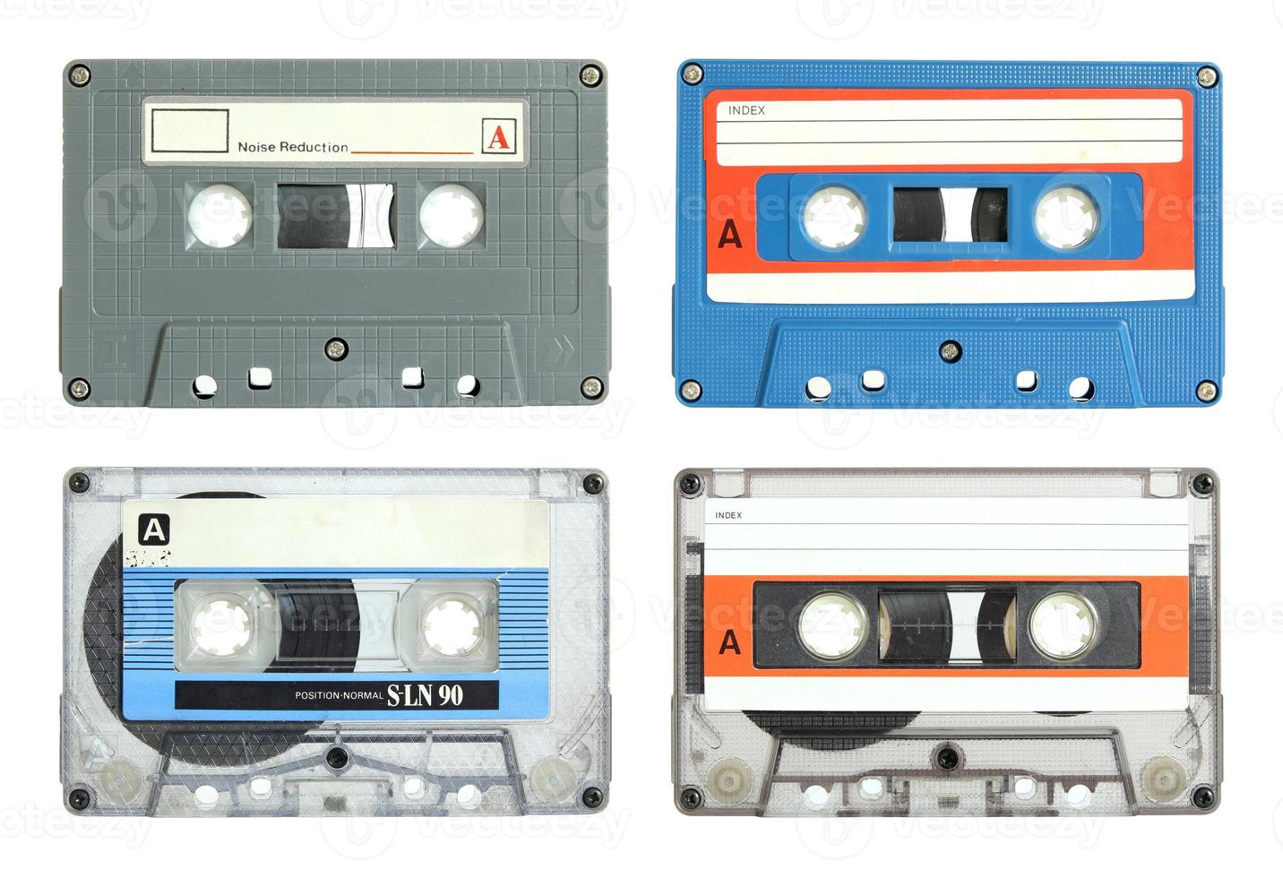 set of cassette tape isolated on white with clipping path photo