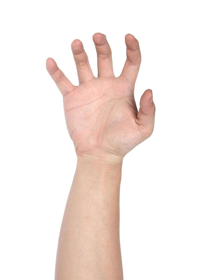 Hand sign isolated on white background photo
