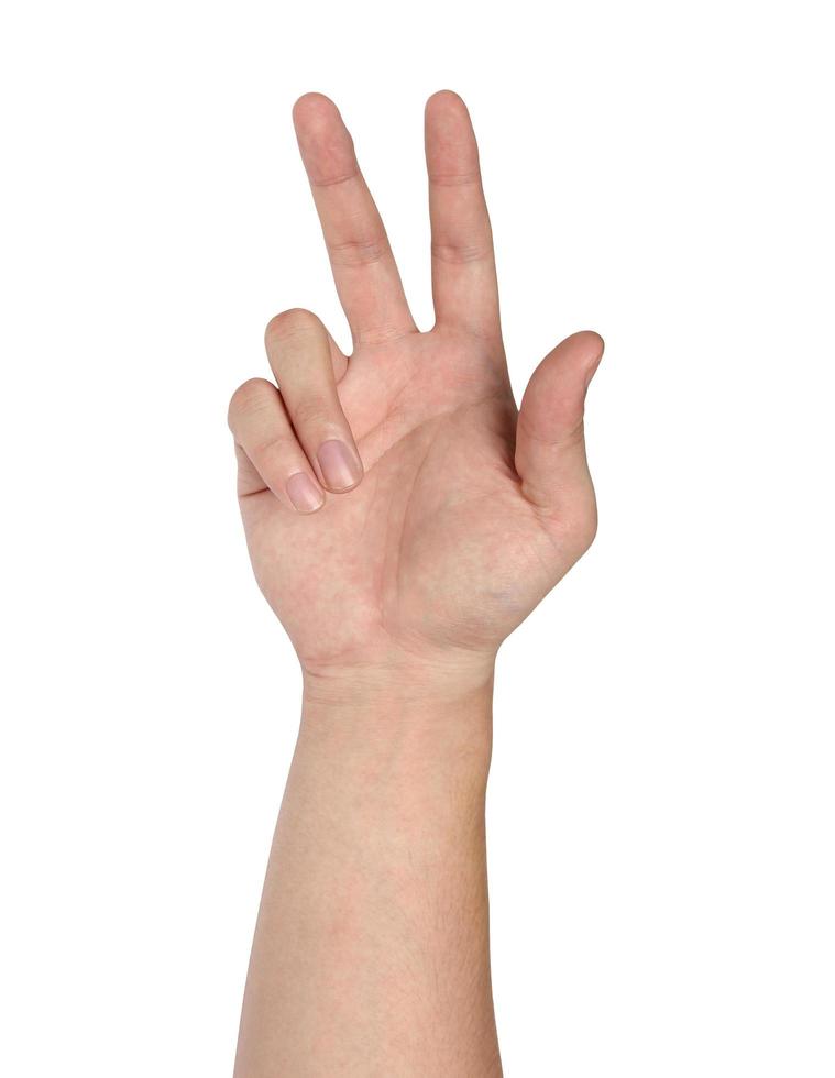 Hand gesture isolated on white background photo