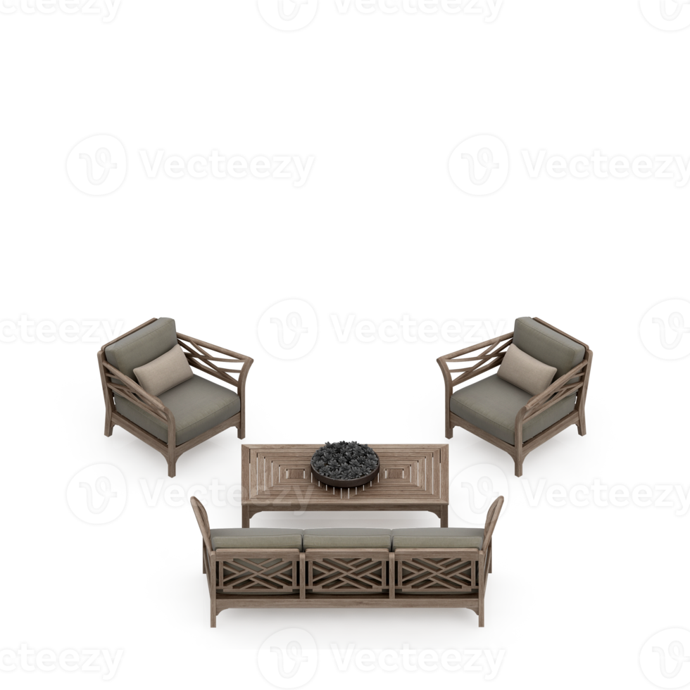 Isometric Table Set 3D render png
