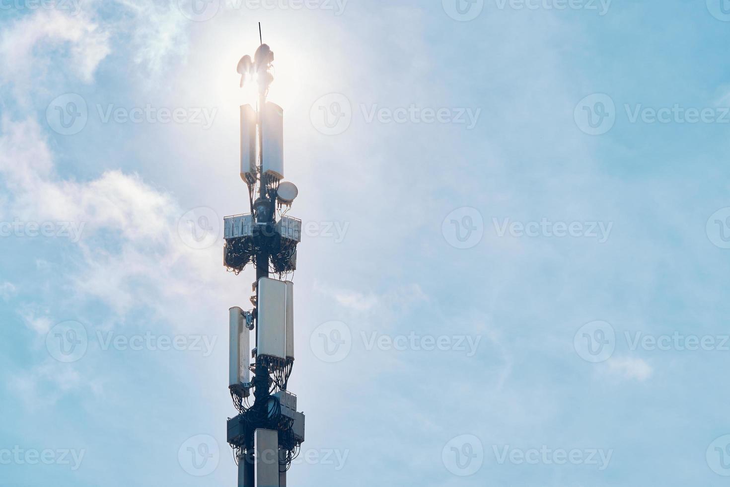 Telecommunication tower of 4G and 5G cellular. photo