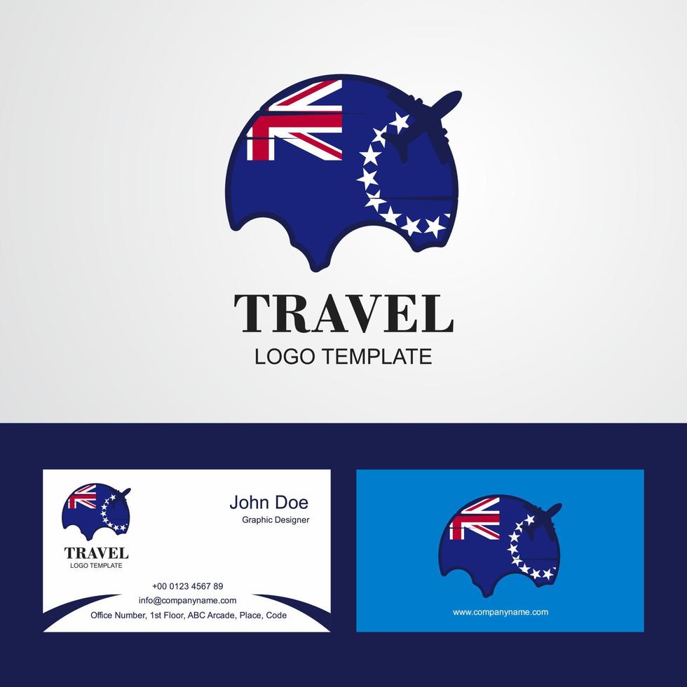 Travel Cook Islands Flag Logo and Visiting Card Design vector