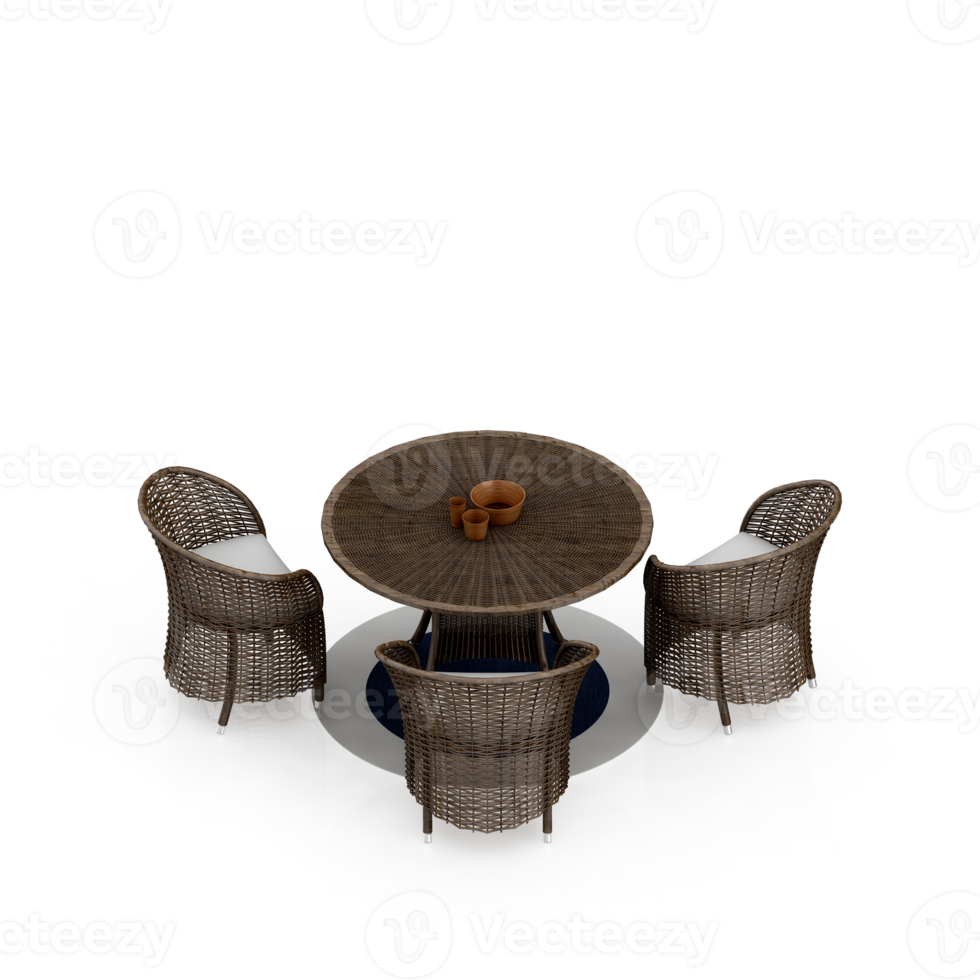 conjunto de mesa isométrica renderização 3d png