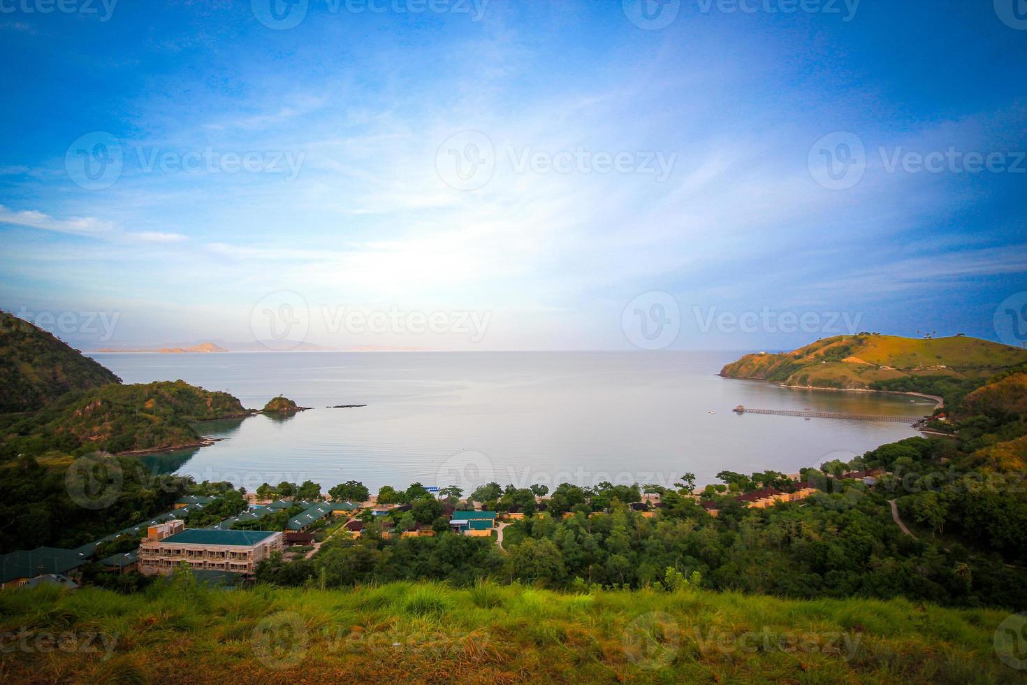 Landscape with mountains and lake. Beautiful scenery in Labuan bajo, islands like pieces of heaven scattered on the earth photo