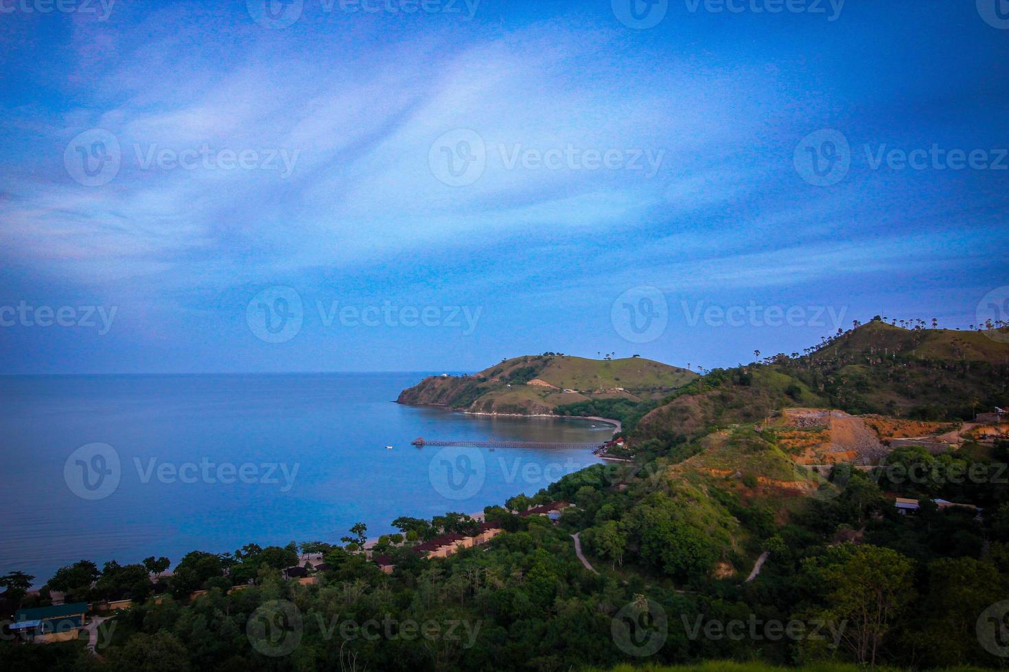 Landscape with mountains and lake. Beautiful scenery in Labuan bajo, islands like pieces of heaven scattered on the earth photo