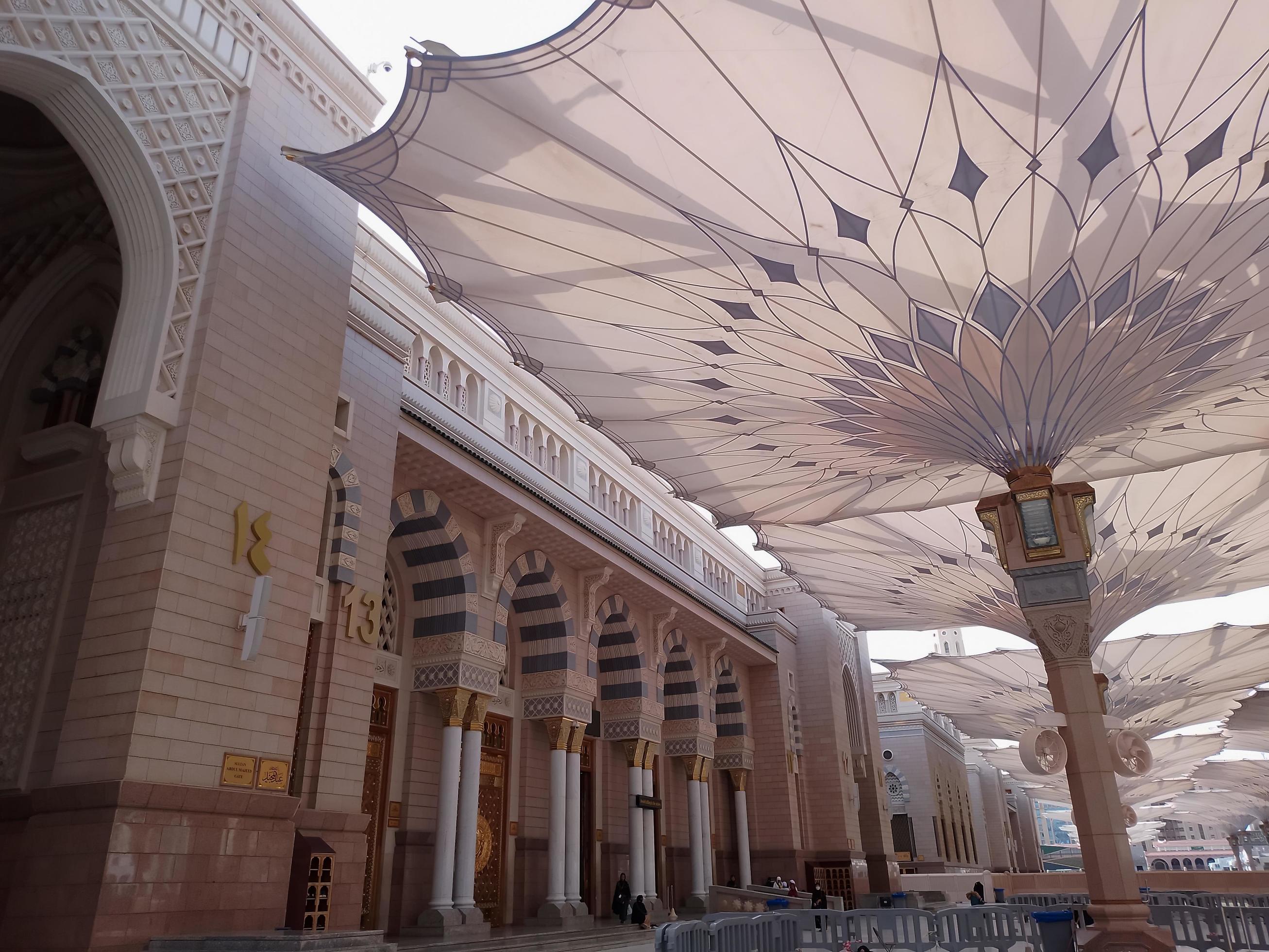 Medina, Saudi Arabia, 2022 Umbrella construction on the square of Al