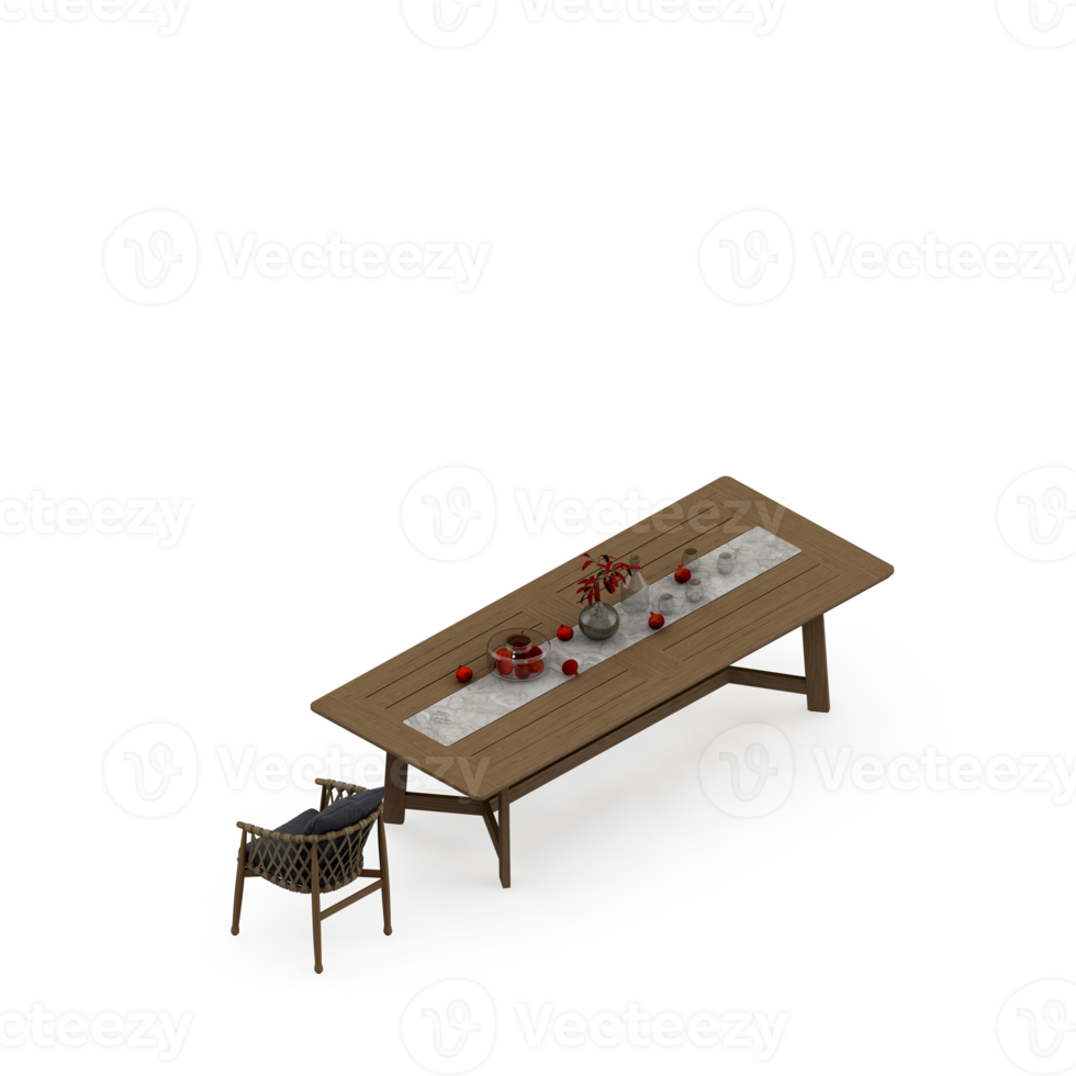 Isometric Table 3D render png