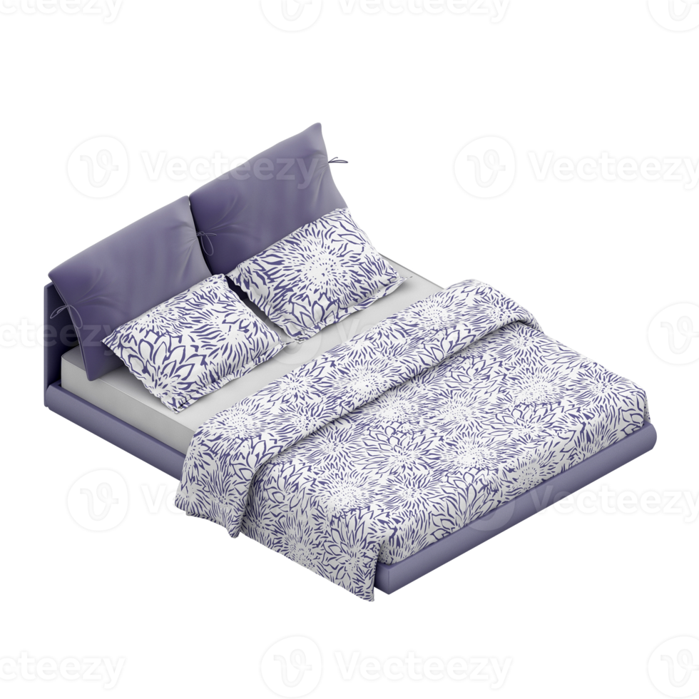 Isometric Bedroom 3D render png