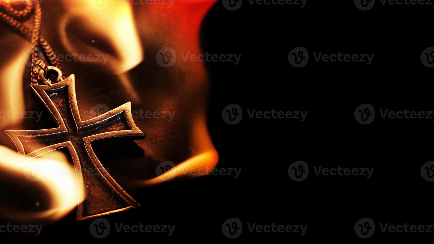 Christian Symbol Cross on Fire photo