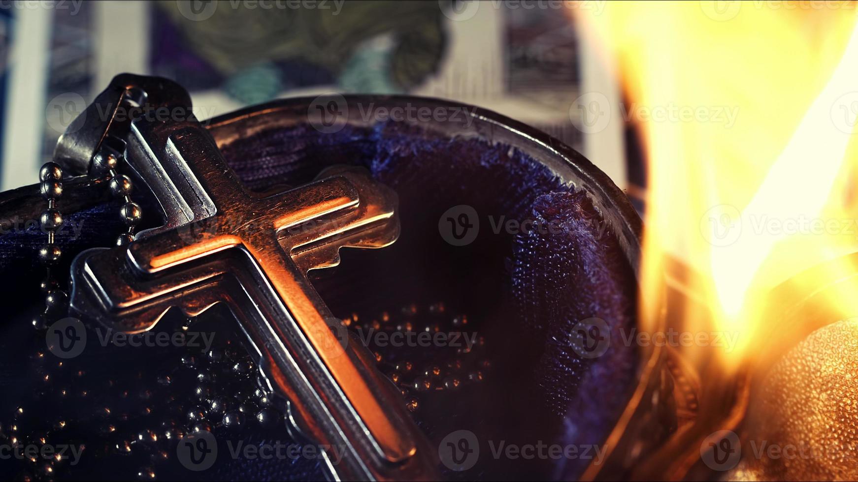 Christian Symbol Cross on Fire photo