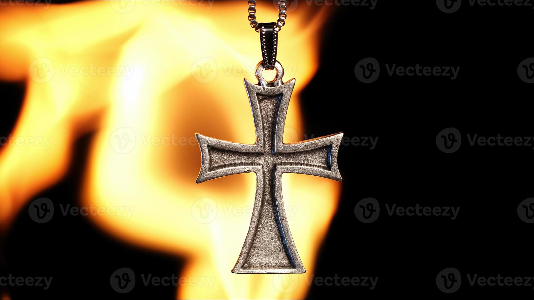 Christian Symbol Cross on Fire photo