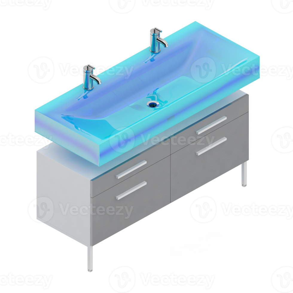 articles de salle de bain isométrique rendu isolé 3d png