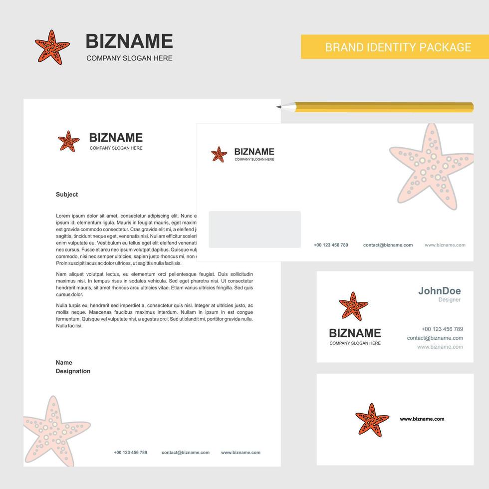 Star fish Business Letterhead Envelope and visiting Card Design vector template