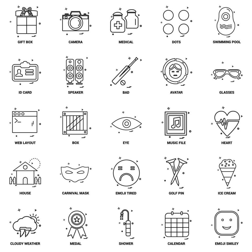 25 Business Concept Mix Line Icon set vector