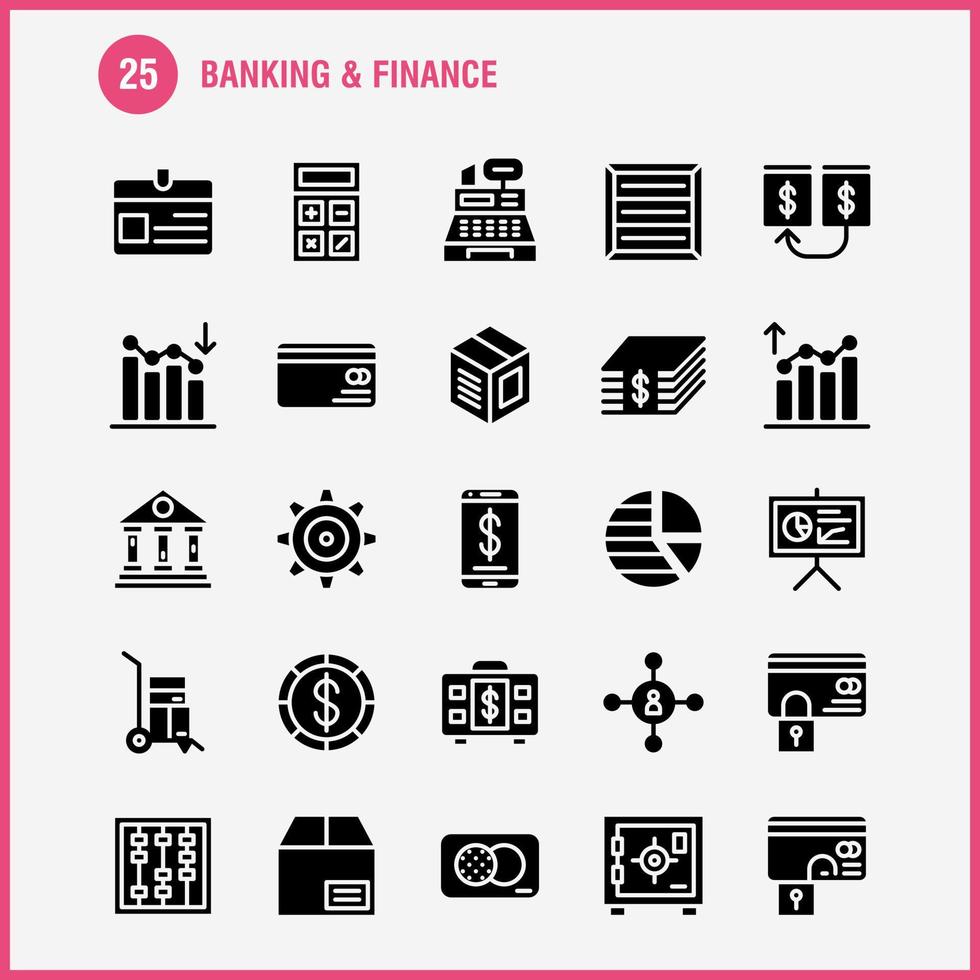 Banking Solid Glyph Icon Pack For Designers And Developers Icons Of Analysis Financial Graph Report Down Hierarchy Management Organization Vector