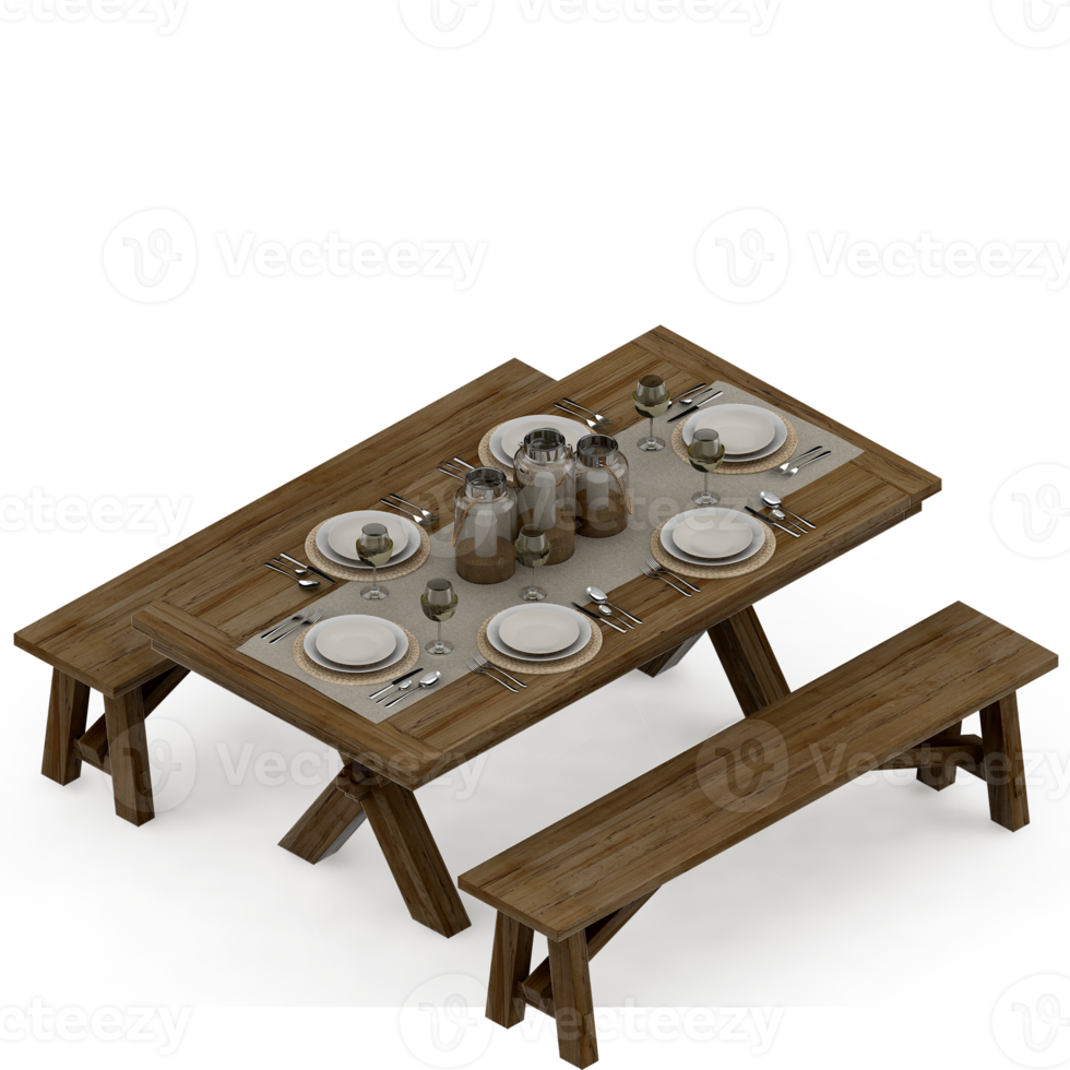 Isometric Table 3D render png