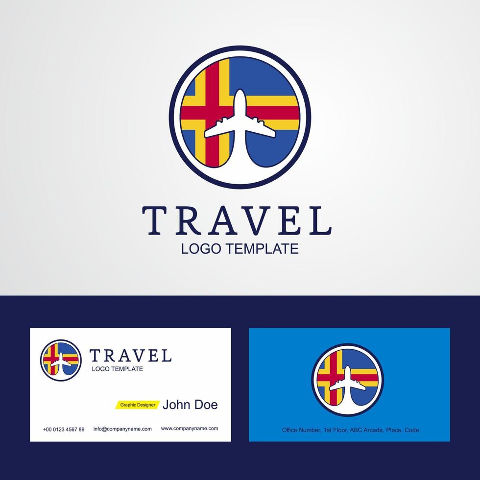 logotipo de la bandera del círculo creativo de travel aland y diseño de la tarjeta de visita vector