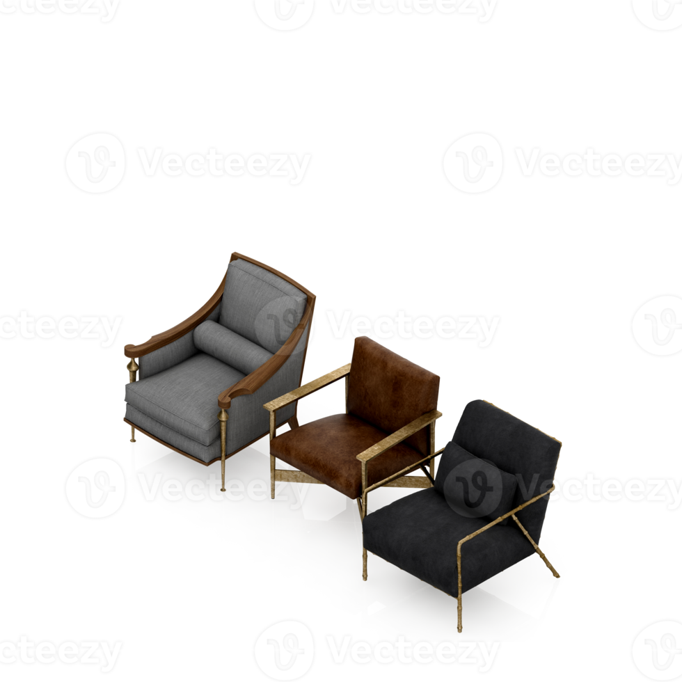 Isometric Chair 3D isolated rendering png