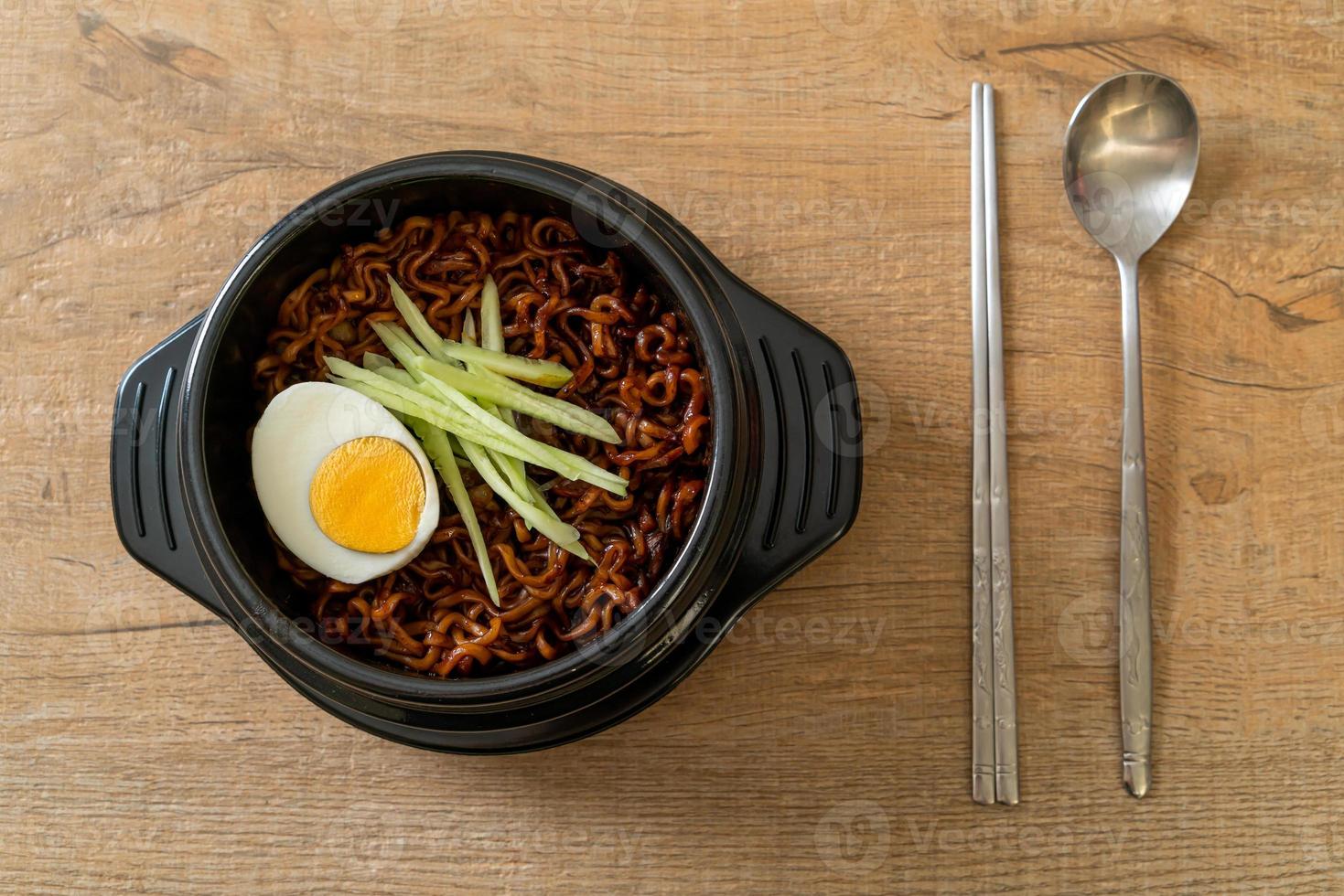 Korean Instant Noodle with Black Bean Sauce or Jajangmyeon or JJajangmyeon photo