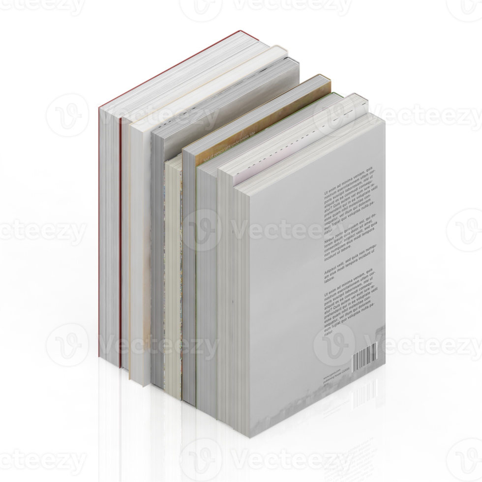 render 3d de libros isométricos png