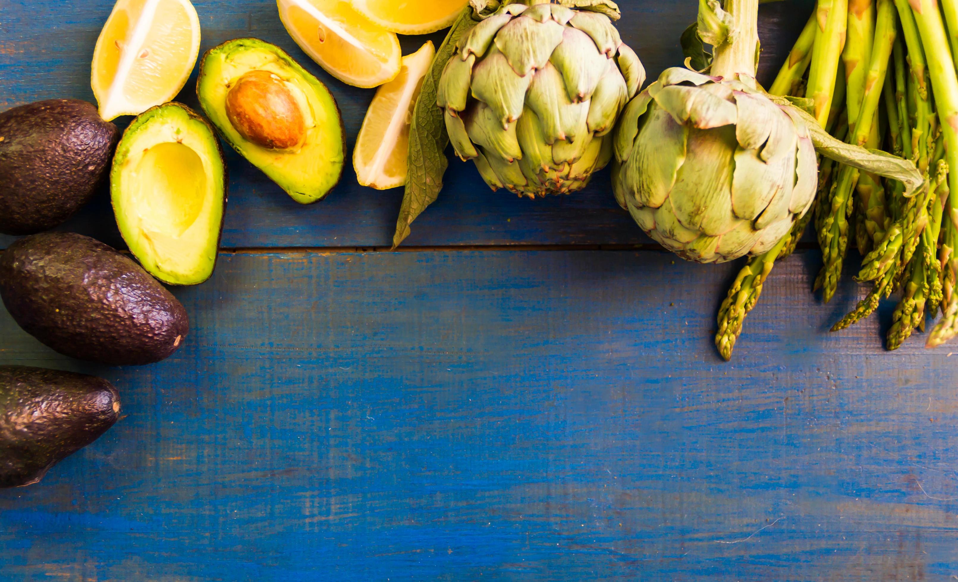 decorative border with artichokes, asparagus and avocados 14261893
