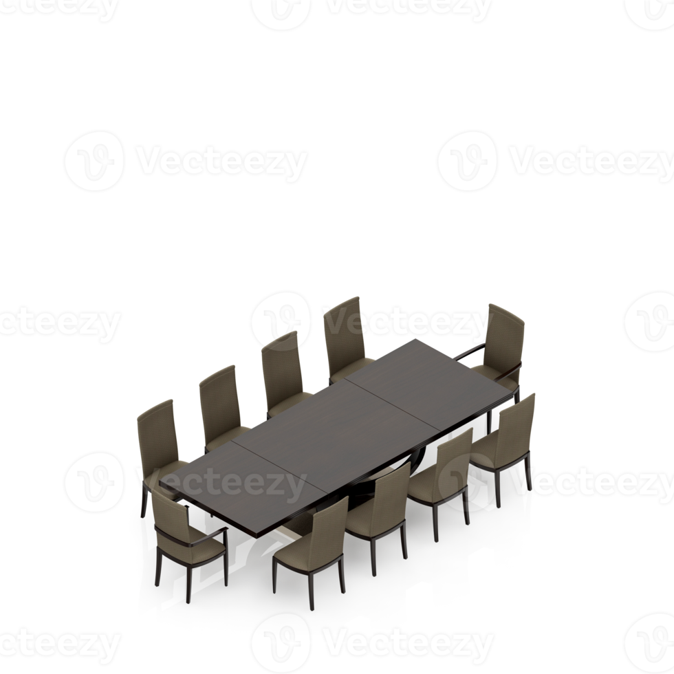 Isometric Table Set 3D render png