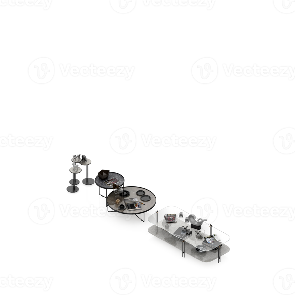 Isometric Table Set 3D render png