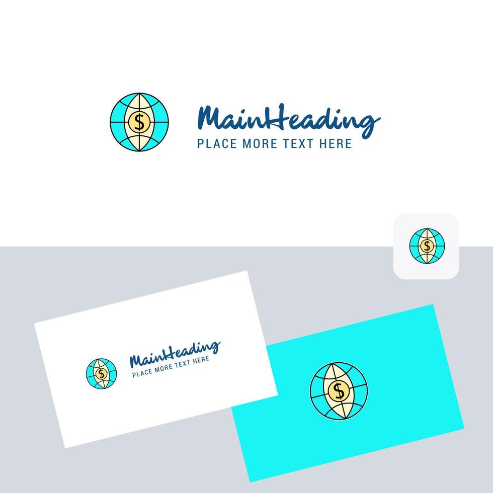 Dollar globe vector logotype with business card template Elegant corporate identity Vector