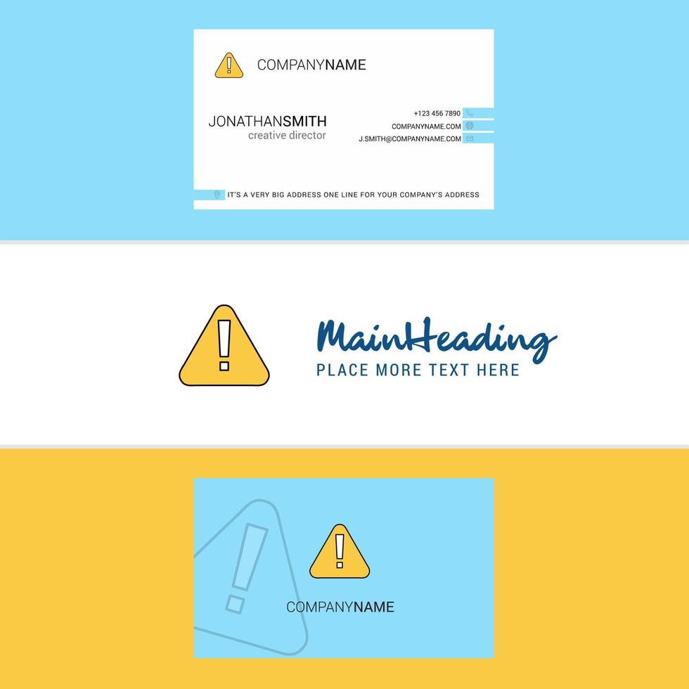 Beautiful Caution Logo and business card vertical Design Vector