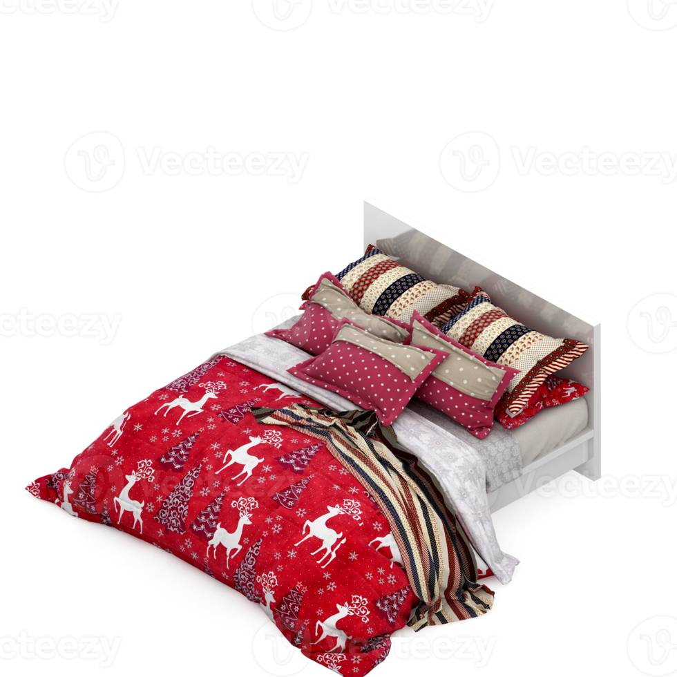 Isometric Bedroom 3D render png