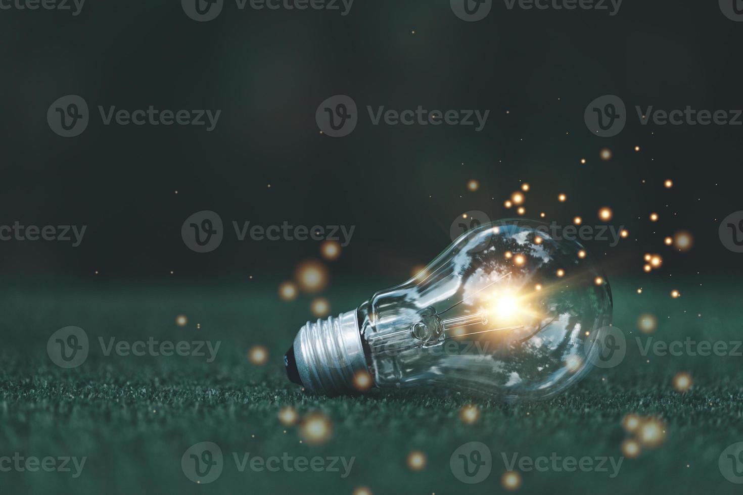 Bright light bulb and icon with book. Business success idea and education or learning online concept. Business person achievement and inspiration. technology, Create Imagination for Inspiration. photo
