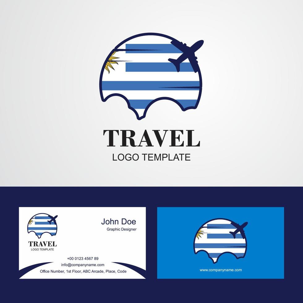 logotipo de la bandera de uruguay de viaje y diseño de tarjeta de visita vector