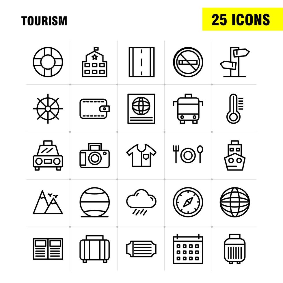 Tourism Line Icon Pack For Designers And Developers Icons Of Temperature Thermometer Weather No Smoking Tourism Travel Smoking Vector