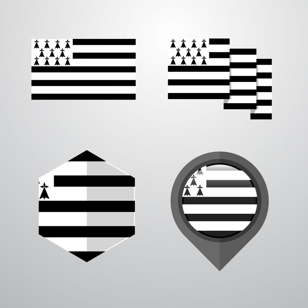 Brittany flag design set vector