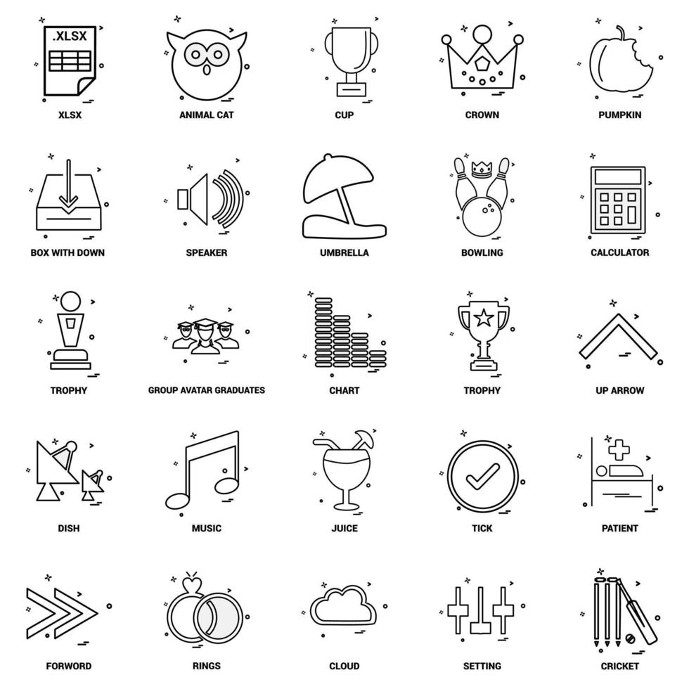 25 Business Concept Mix Line Icon set vector