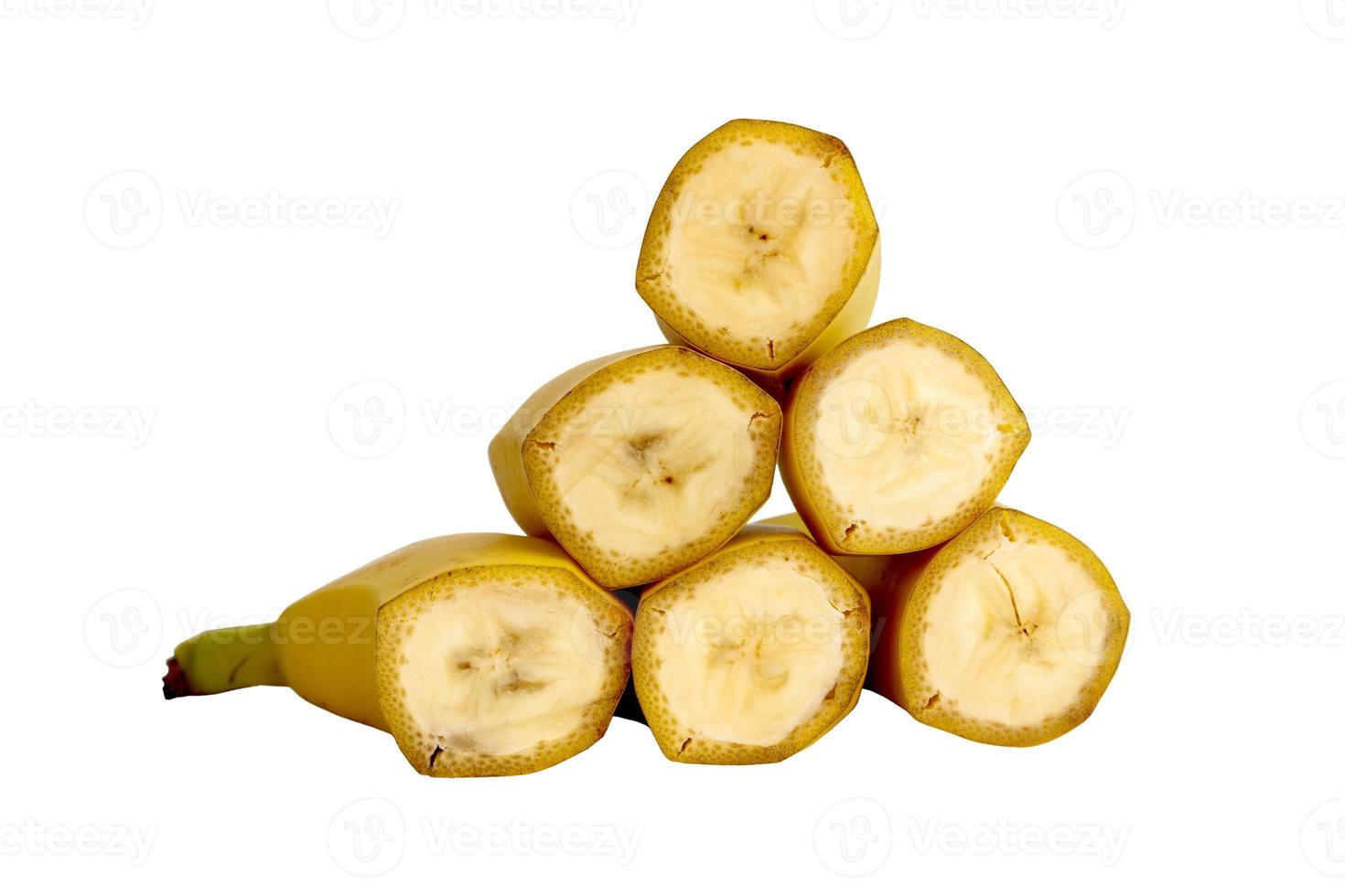 chopped and whole ripe banana isolated photo