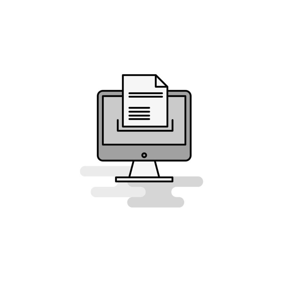 Document downloading Web Icon Flat Line Filled Gray Icon Vector