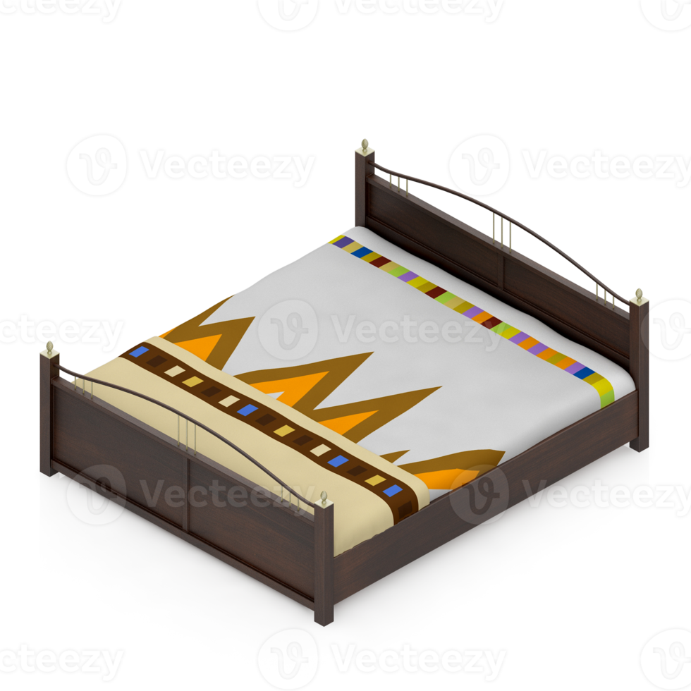 Isometric Bedroom 3D render png