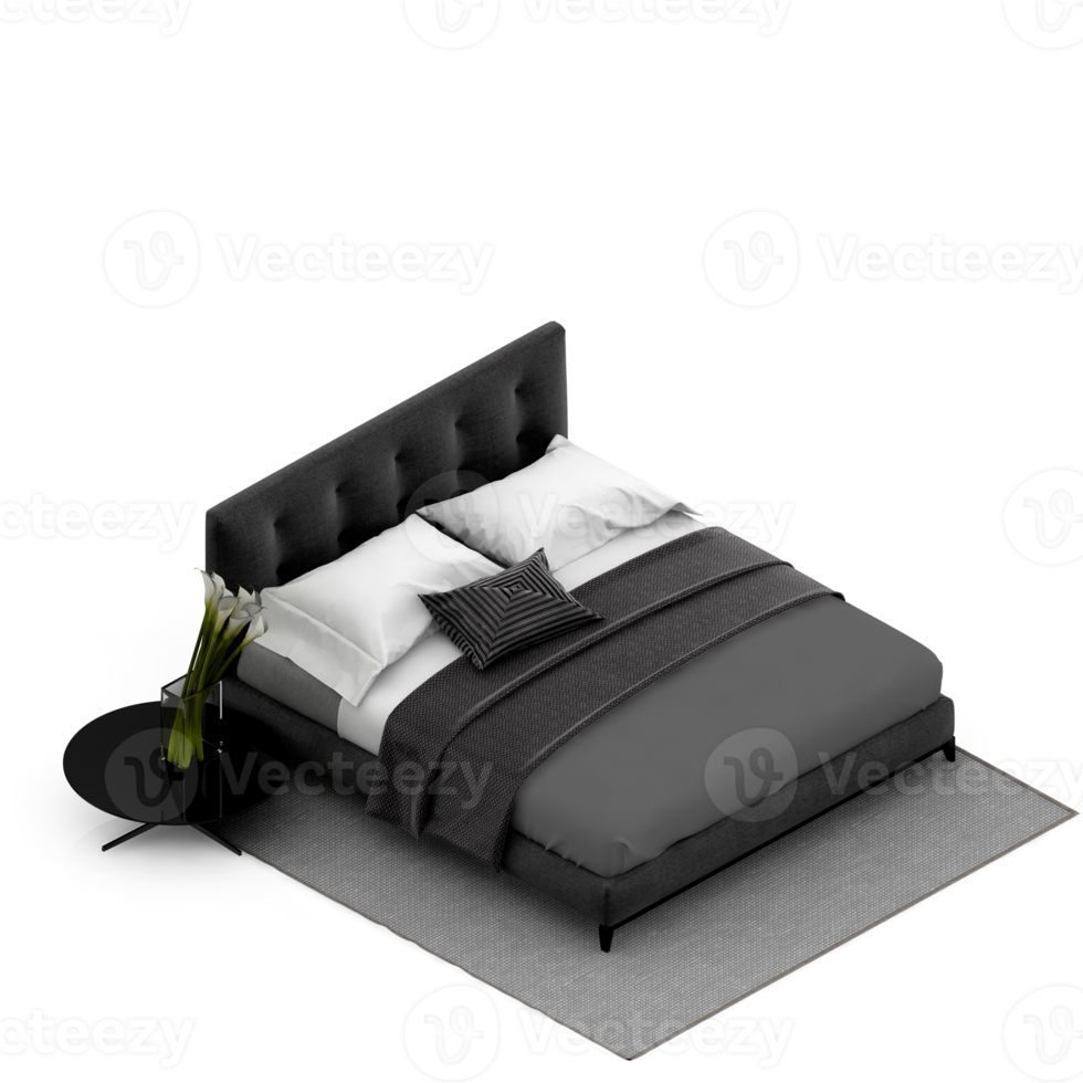 Isometric Bedroom 3D render png