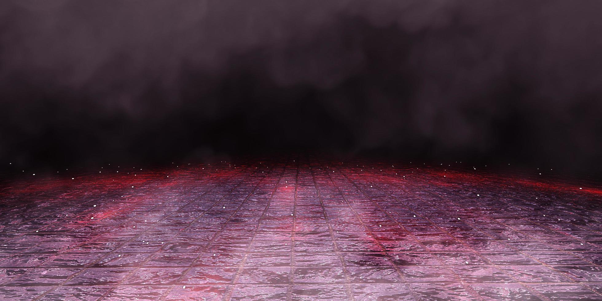 piso de piedra fondo de escena abstracto oscuro pavimento humo smog fondo de terror ilustración 3d foto