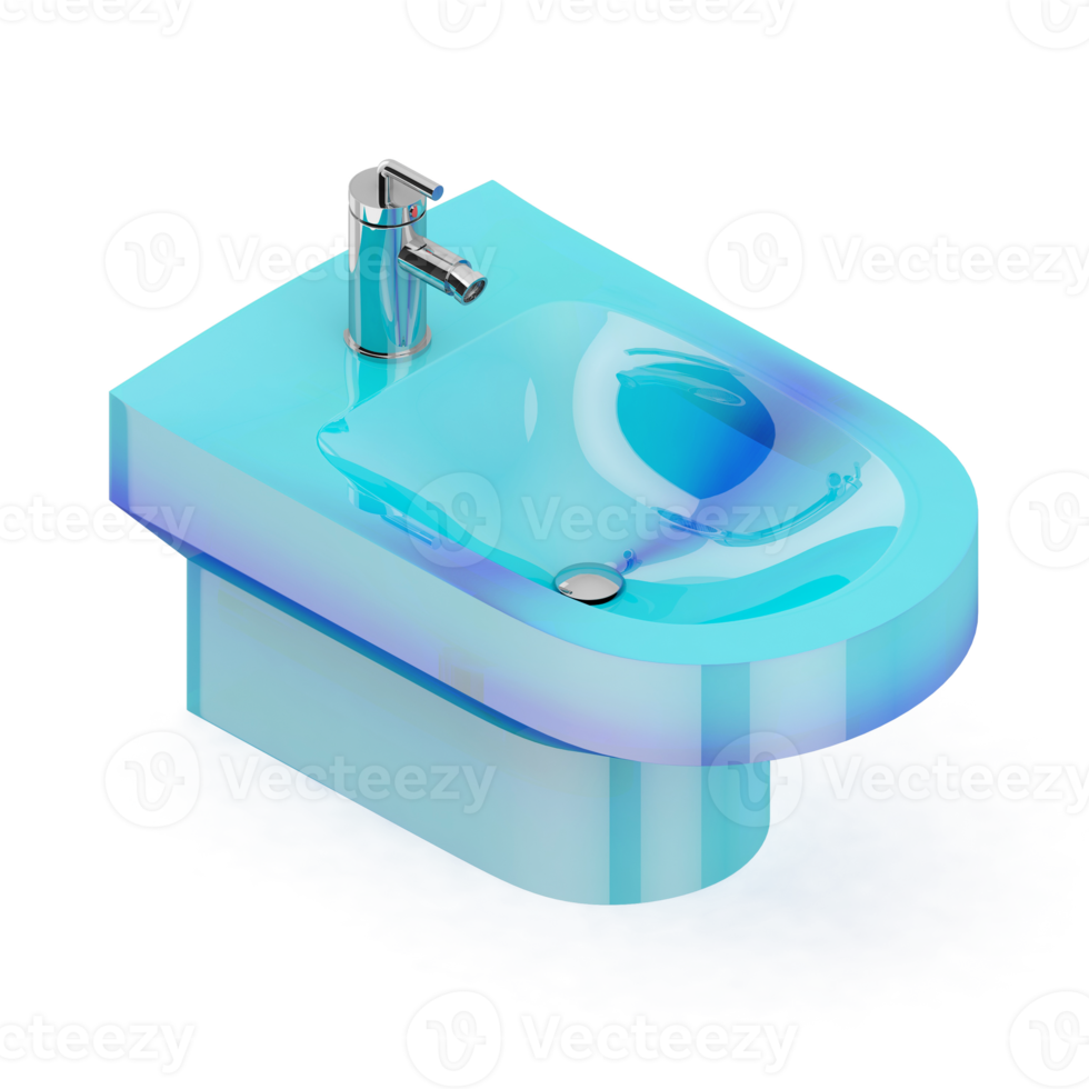 Isometric bathroom items 3D isolated render png