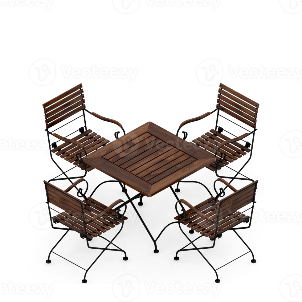 Isometric Table Set 3D render png