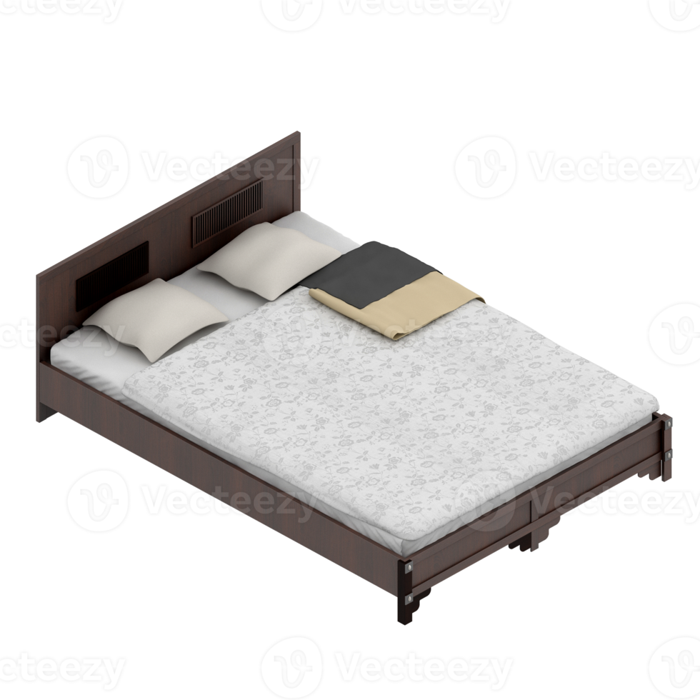 Isometric Bedroom 3D render png