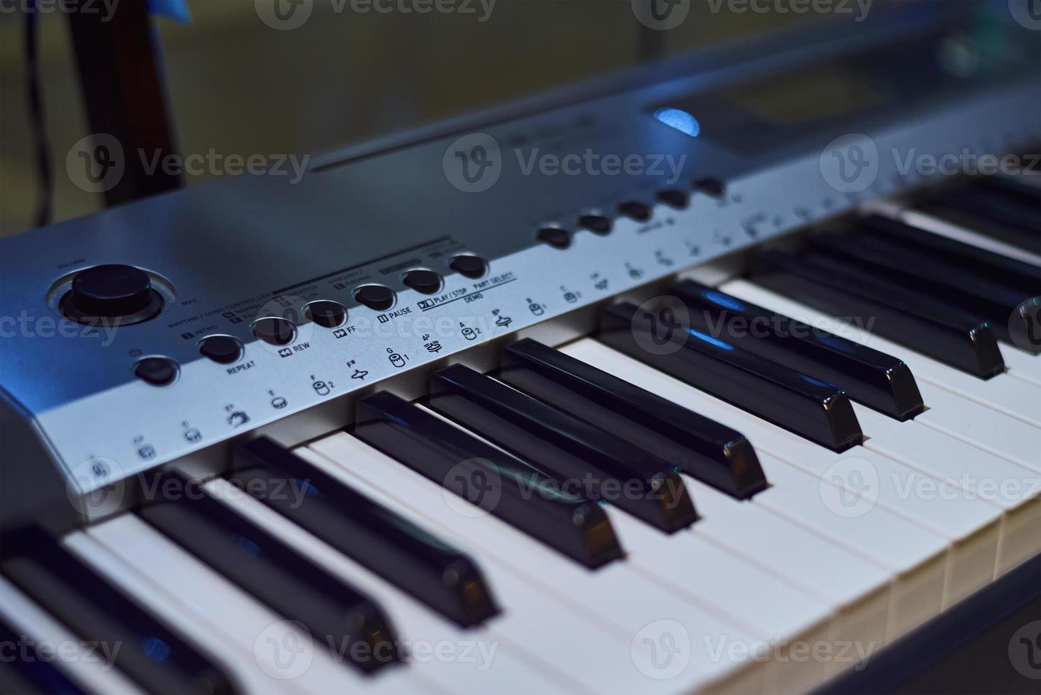 Piano keyboard close up. Musical instrument photo